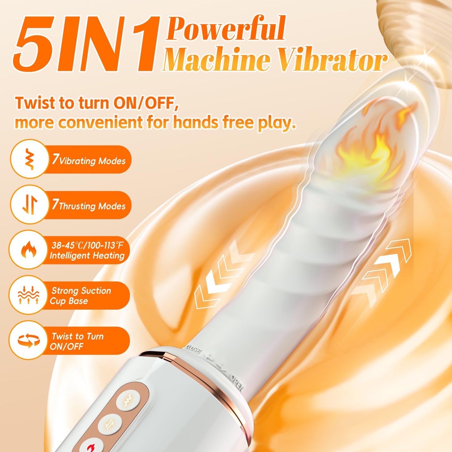 Sex Machine Thrusting Dildo Vibrator Adult Sex Toys for Women Men G Spot Clitoral Anal Play, Dildo Machine Rotatable Switch 7 Vibrating Thrust Modes Smart Heating Big Suction Cup Anal Toys for Couple