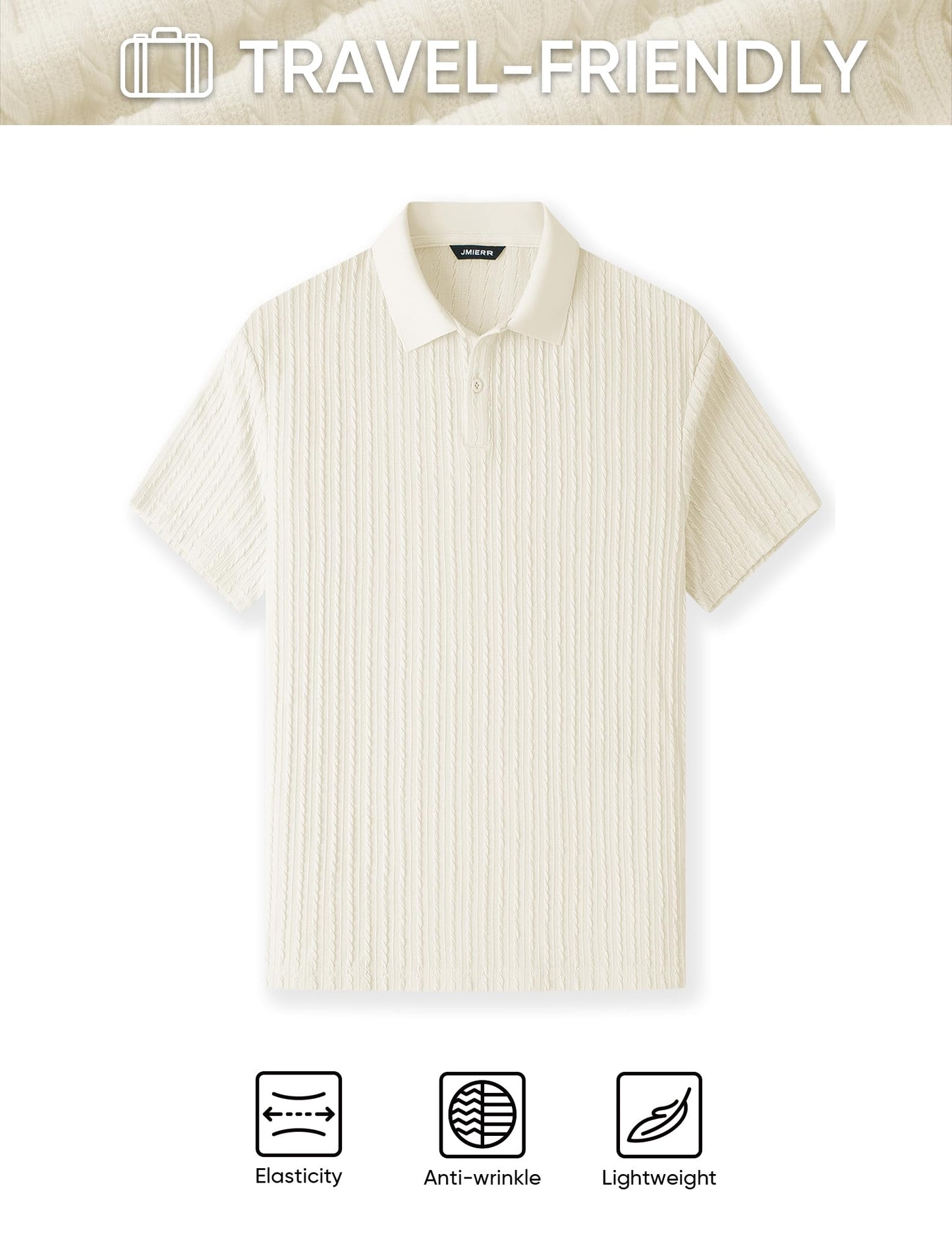 JMIERR Mens Casual Polo Shirt Summer Short Sleeve Vacation Button Beach Knit Stretchy Golf Shirts