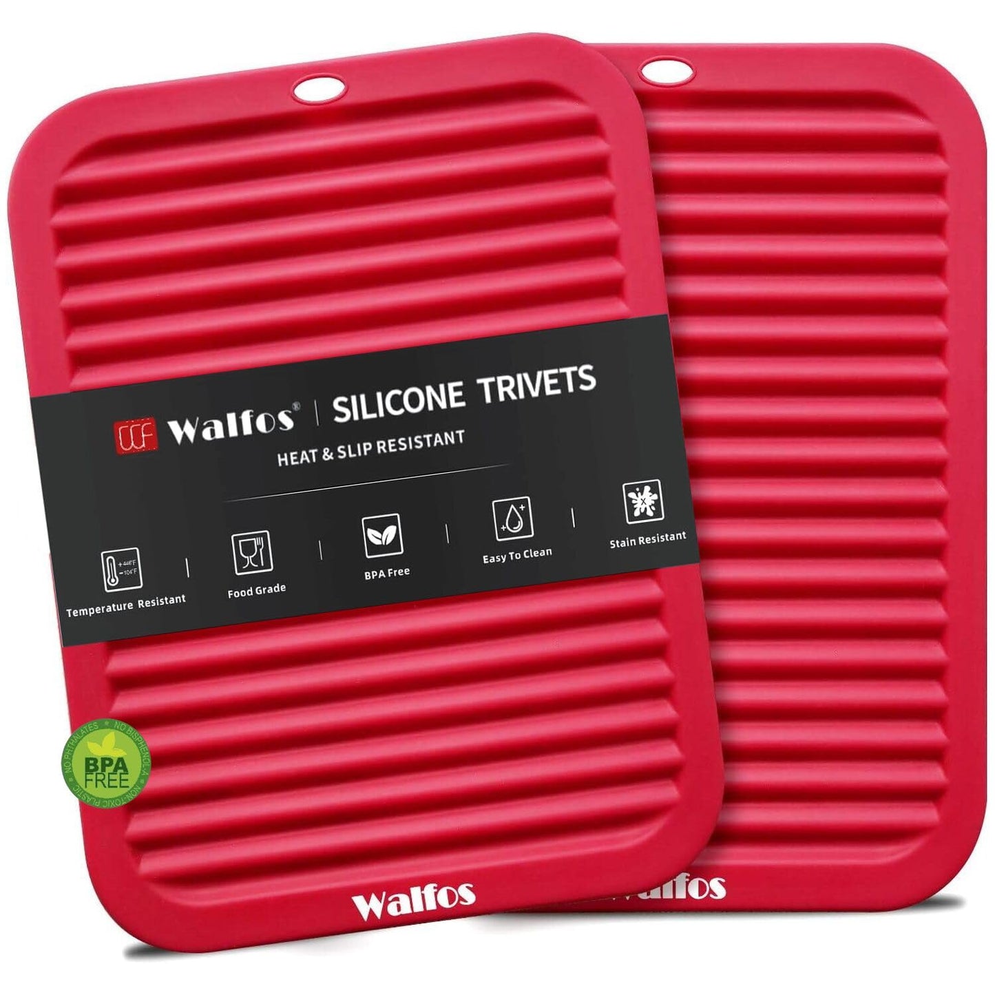 Walfos Silicone Trivets Set - Heat Resistant Pot Holder, Non-Slip & Flexible,Multi-Purpose Kitchen Table Mat, Prefect for Hot Dishes,Spoon Holder, Oven Mitt