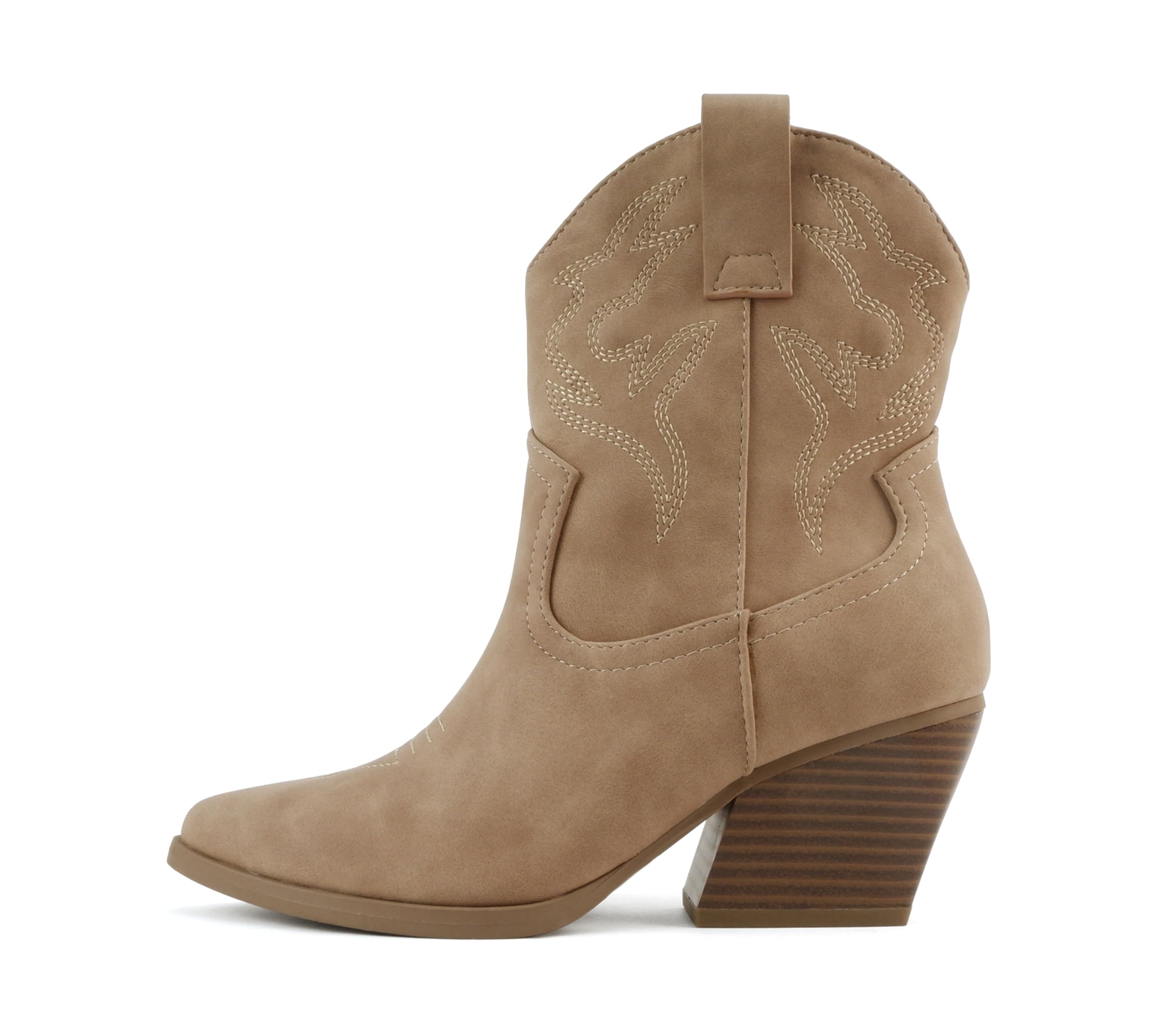 Soda “BLAZING” ~ Women Western Bootie Pointe Toe with Low Heel (Wide Fit Available)