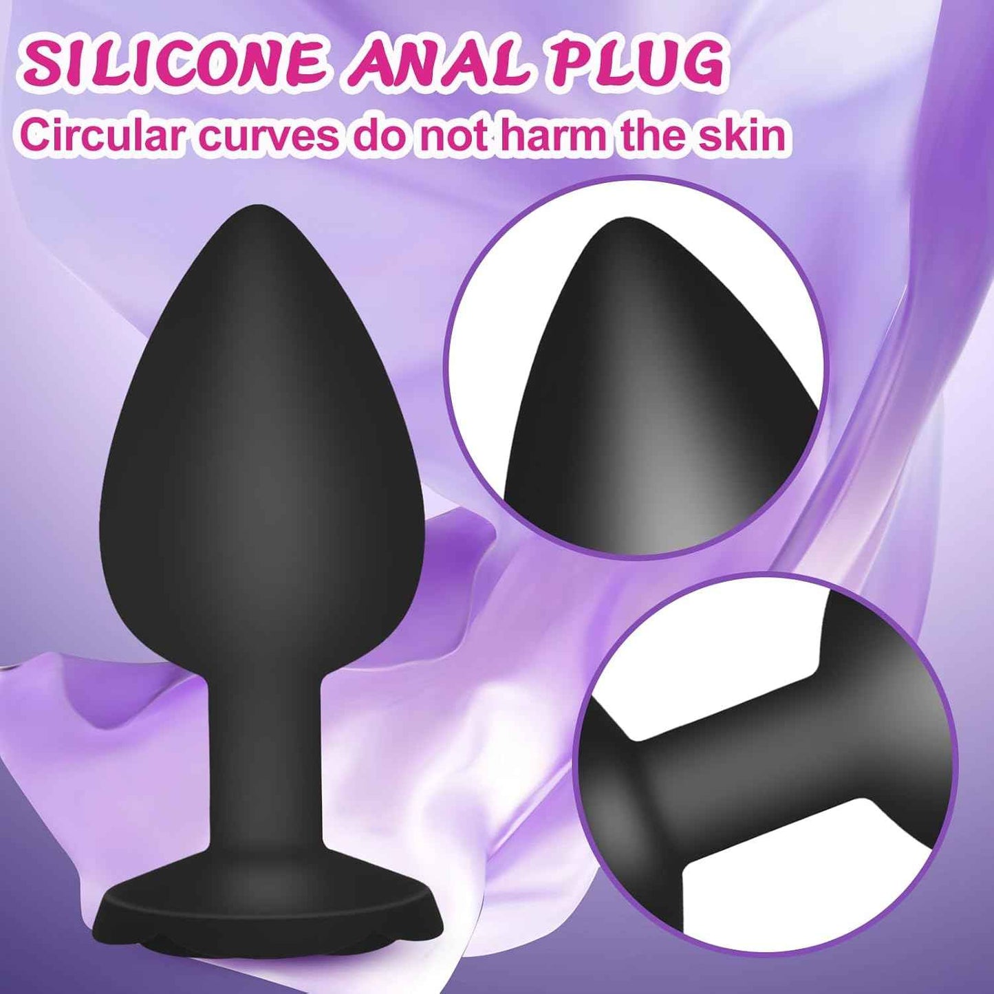 Anal Plug Rose Sex Toys,3PCS Silicone Butt Plugs Training Kit,Prostate Massager for Starter Beginner Men Women Couples(Black)