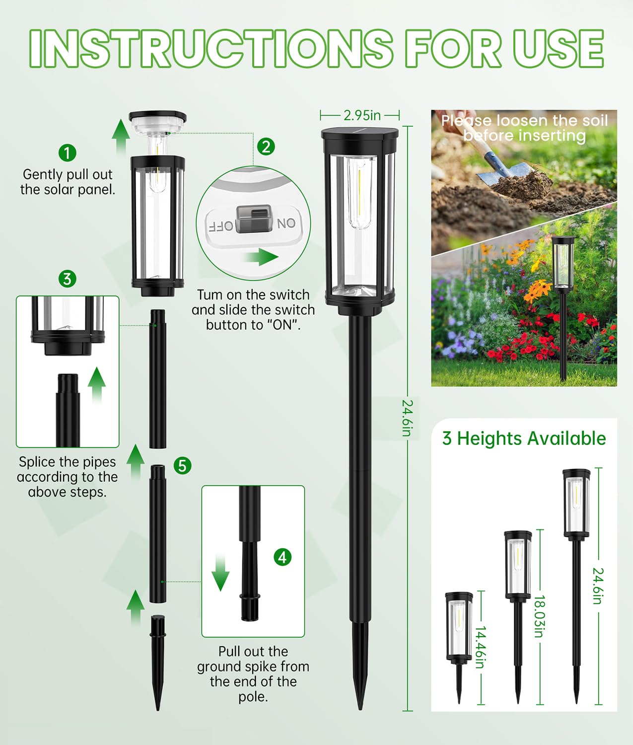 BITPOTT Solar Pathway Lights Waterproof, Solar Garden Decorative Landscape Lights for Walkway Driveway Lawn Patio Side Walk Yard Decor