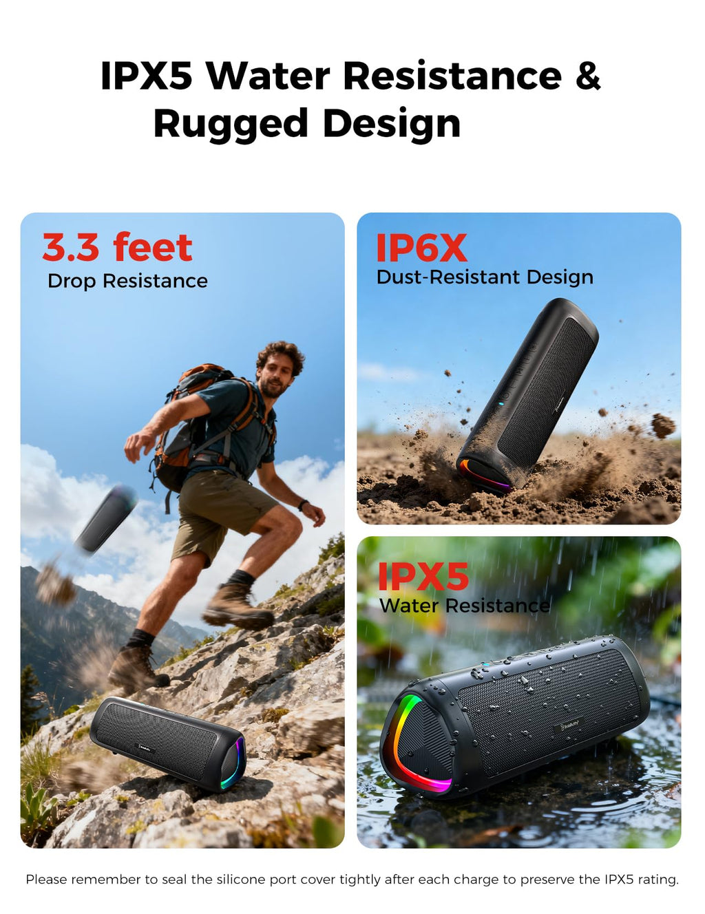 BolaButty Bluetooth Speaker, 20W HD Sound, Portable Wireless, IPX5 Waterproof, Up to 24H Playtime, TWS, for Home/Party/Outdoor/Camping/Beach Essentials, Birthday Gift for Fathers Day Men Dad Husband