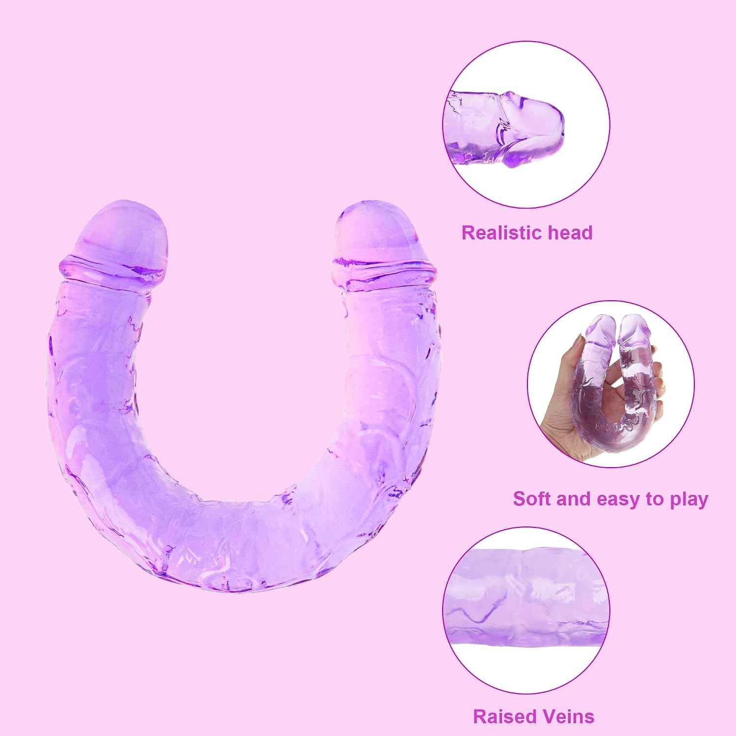 Seiecft Double Ended Dildo Realistic Flexible Waterproof Couples Toy