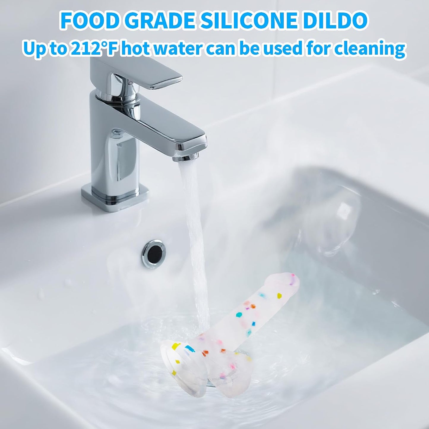 Seiecft Confetti Silicone Dildo Flexible Curved Shaft Suction Cup