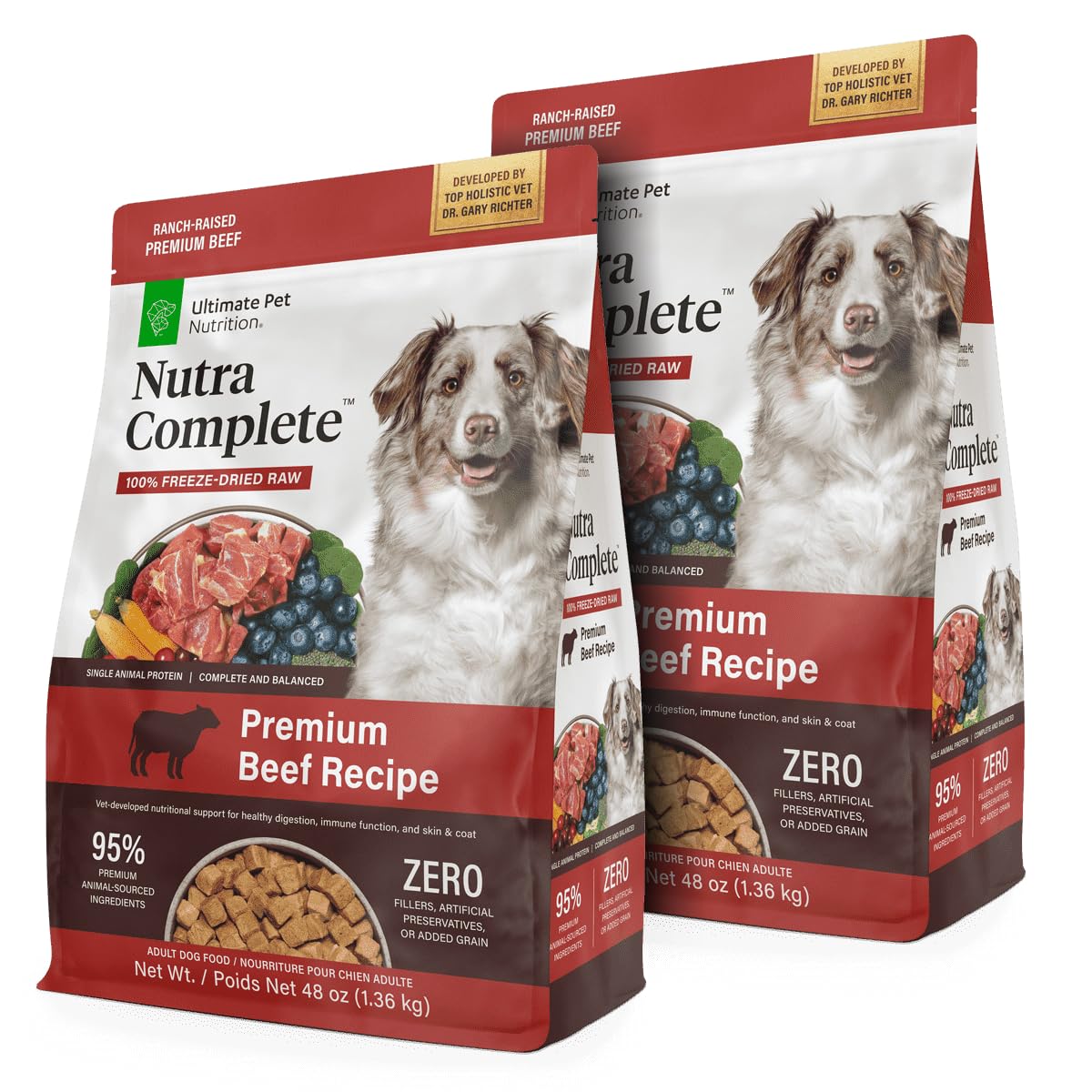 ULTIMATE PET NUTRITION Nutra Complete, 100% Freeze Dried Veterinarian Formulated Raw Dog Food with Antioxidants Prebiotics and Amino Acids,
