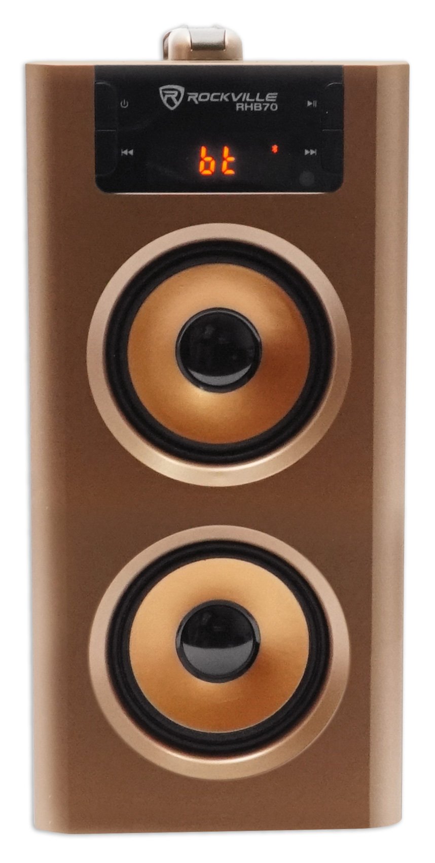 Rockville RHB70 Home Theater Compact Powered Speaker System, Bluetooth/USB/SD/FM, 4" Subwoofer, 2.1 Channel, 100W Peak, Cherry Wood Finish, for Home Entertainment