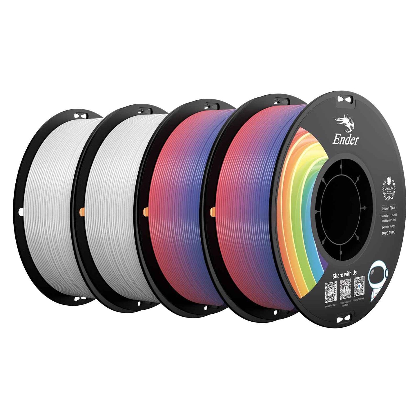 Creality 3D Printer Filament, PLA Filament Bundle for 3D Printing, Ender PLA Filament No-Tangling, Strong Bonding & Overhang Performance, Accuracy +/- 0.02mm