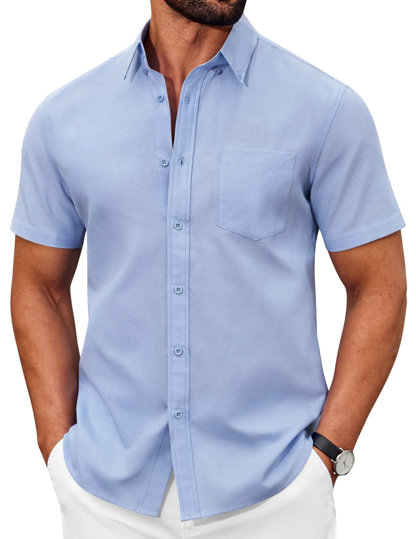 COOFANDY Men's Short Sleeve Oxford Shirt Casual Button Down Shirts Summer Untucked Dress Shirt with Pocket