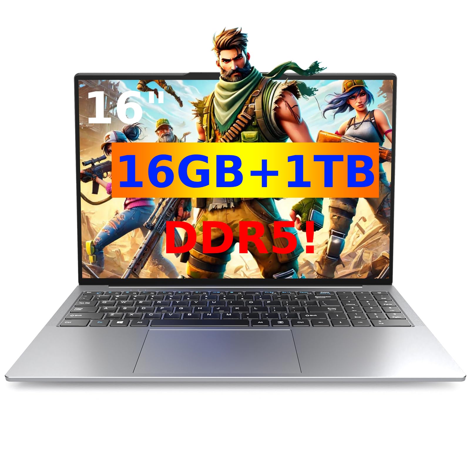 OTVOC Laptop Windows 11, 16GB RAM, NvMe SSD, 4TB Expansion, FHD IPS, 2.0MP, 2.4G+5G WiFi, Bluetooth 5.0, Type-C, HDMI