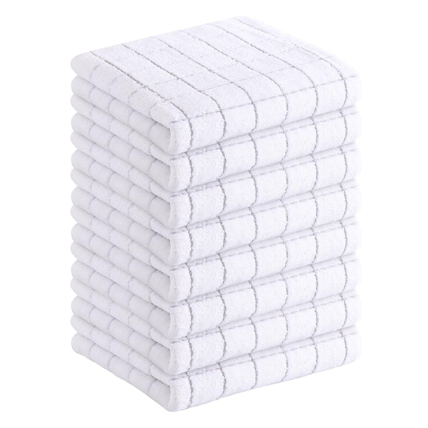 Homaxy 100% Cotton Terrycloth Check Design Dish Cloths & Dish Towels, Soft and Absorbent, Perfect for Kitchen Drying and Washing