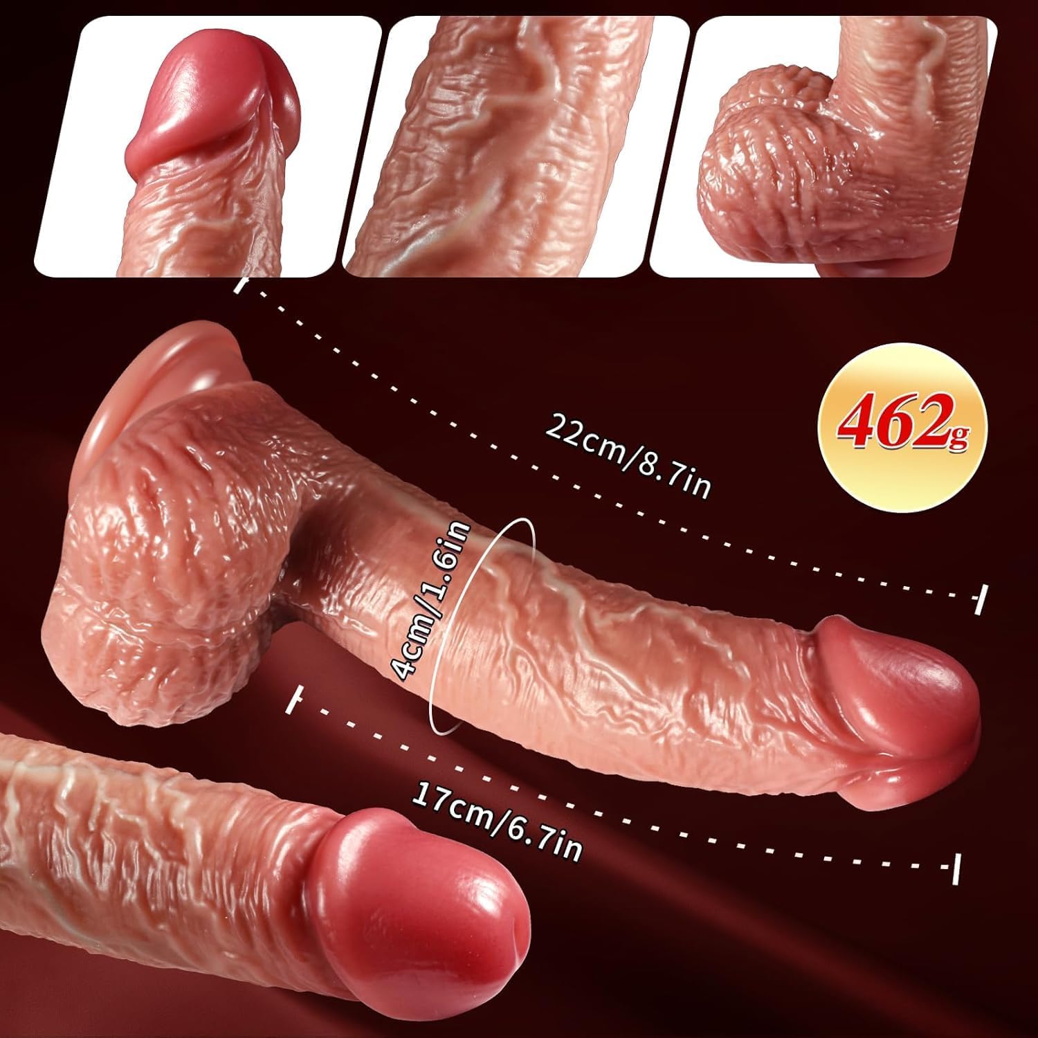 Cvtoghrf Realistic Silicone Dildo 8.7 Inch with Suction Cup