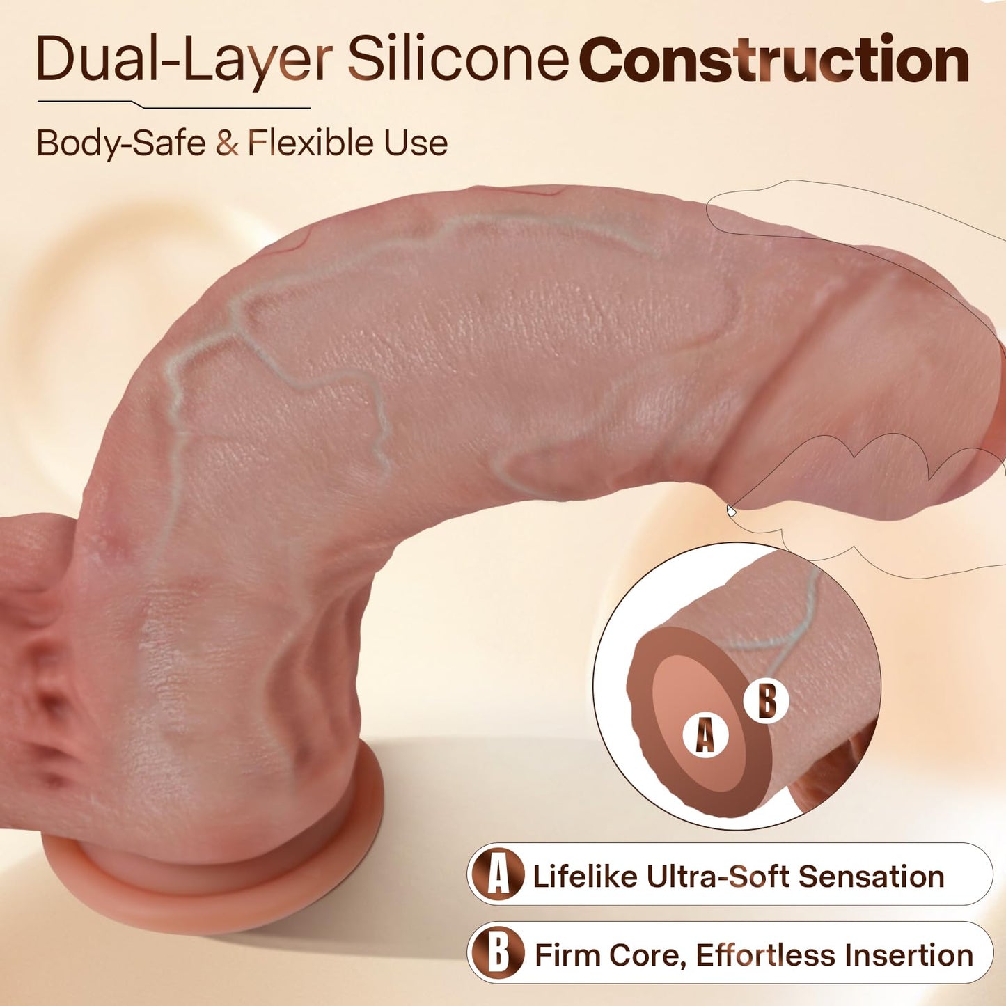 11'' Realistic Uncut Foreskin Big Dildo - FYSHAVO Huge Thick Dildo with Strong Suction Cup for Hands-Free Play, Skin-Like Silicone Dildos, Lifelike Curved G-Spot & Anal Adult Sex Toys for Women Men
