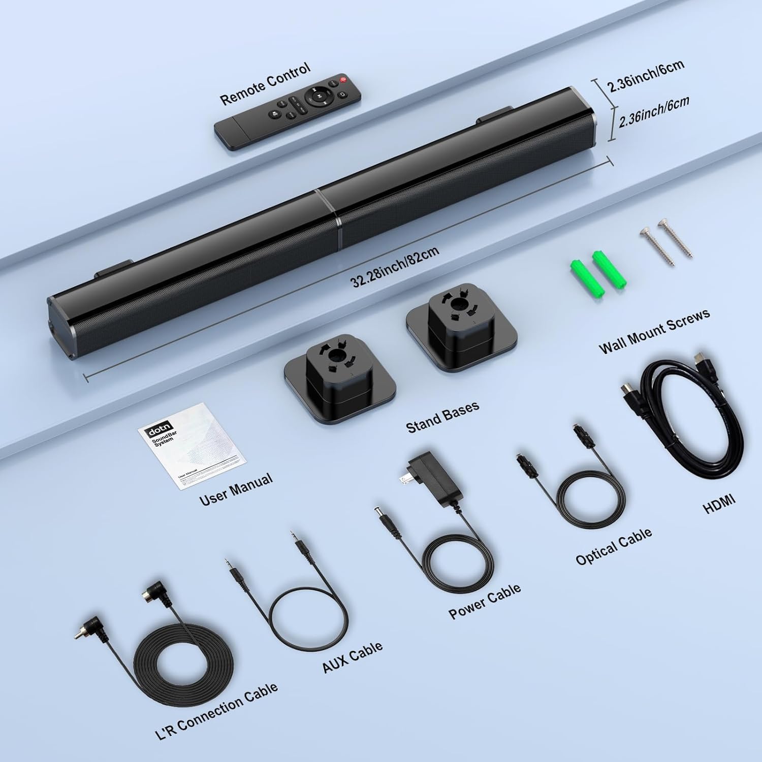 dotn Sound Bar for Smart TV, 2026 NEW 80W Soundbar