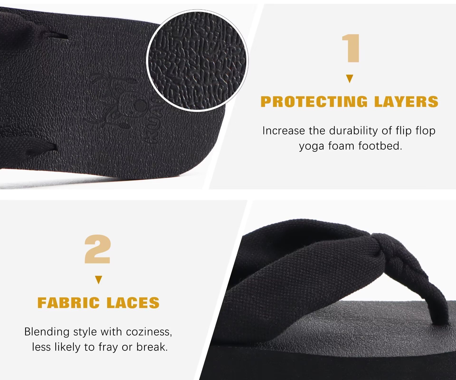 KuaiLu Flip Flops for Women with Arch Support Yoga Mat Comfortable Summer Beach Walking Thong Cushion Sandals Slip On Indoor Outdoor