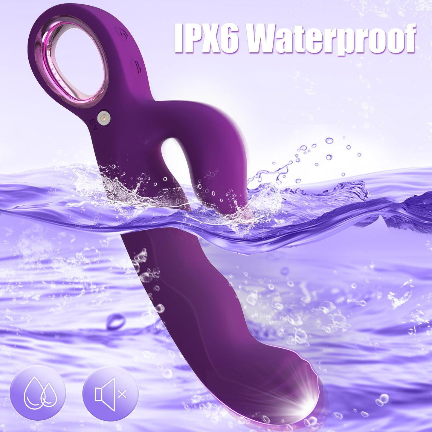 OQMENT Thrusting Rabbit Vibrator for Women, Upgraded Finger Shaped G-Spot Stimulator with 7 Thrusting & 7 Vibrating Modes for Dual Stimulation, Waterproof Adult Sex Toys for Solo & Couples