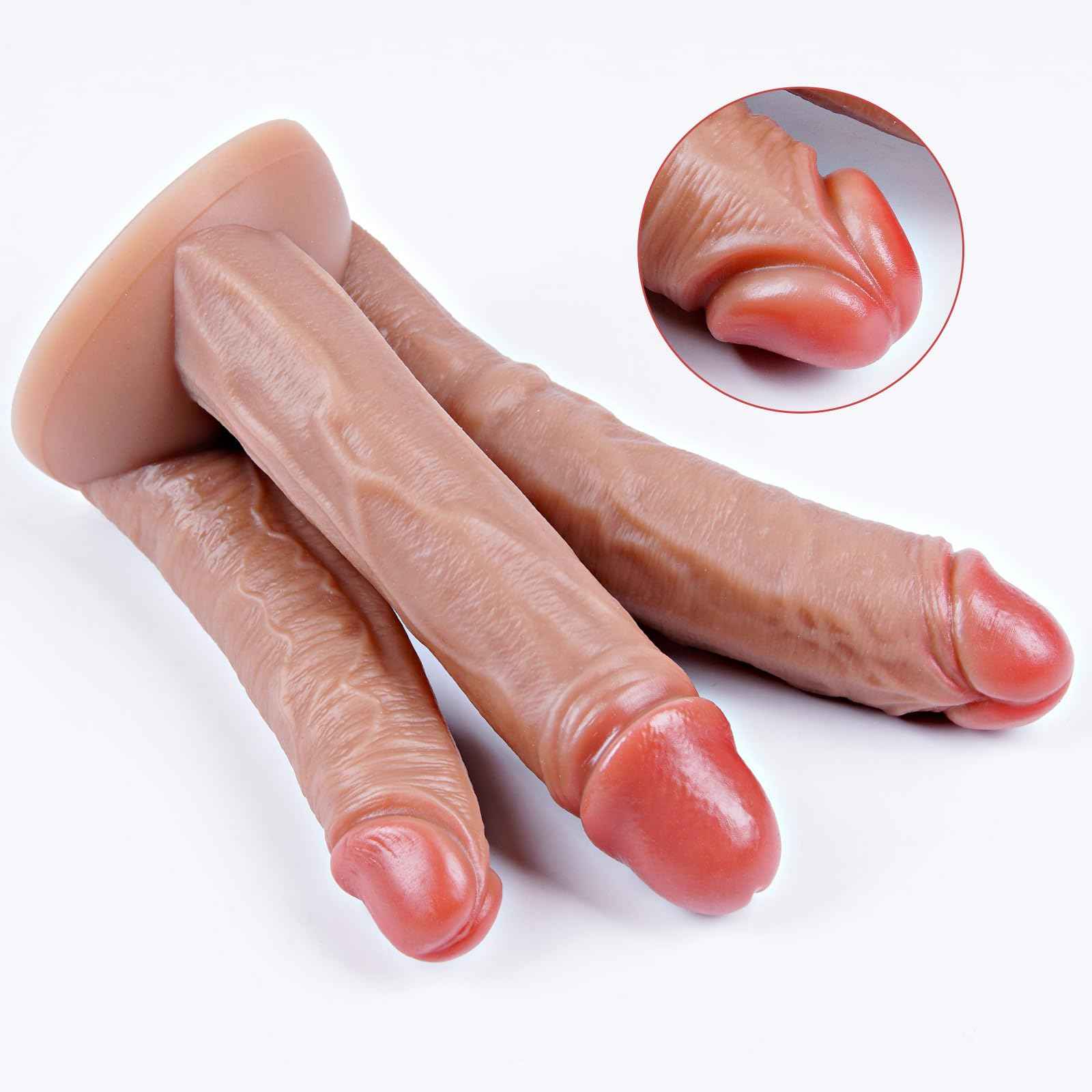 Realistic Double-Headed Big Dildo(6.7''/7.7''/8.7''),Thick Silicone Dual Side Dildo with Suction Cup,XL Realistic Wide Penis, Anal, Vaginal,and G-Spot Large Double-Ended Penis for Female Male