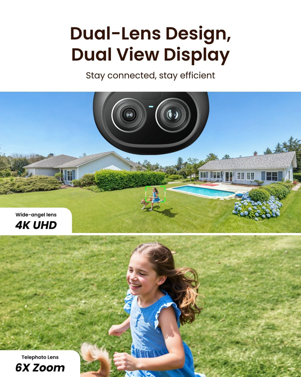 REOLINK TrackFlex Floodlight WiFi, 4K Dual-Lens Floodlight Camera, 3000 Lumens, 360° PTZ 6X Hybrid Zoom, Auto-Tracking, Privacy Focused Local AI Video Search & Storage, Dual-Band Wi-Fi 6, AC Hardwired