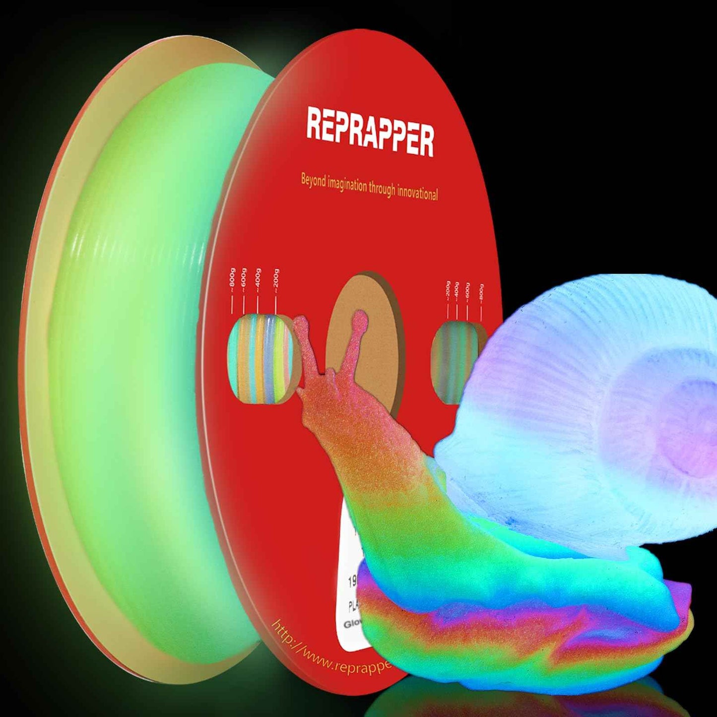 RepRapper PLA Filament Glow Dual PLA Filament 1KG for FDM 3D Printer