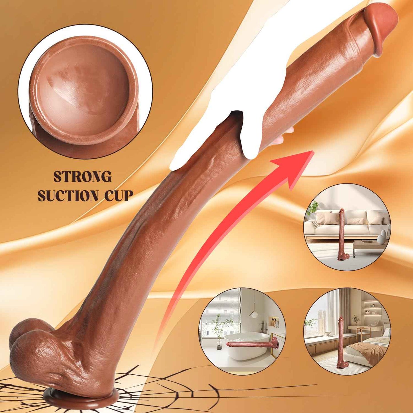 22.64 Inch Super Long Huge Giant Dildos for Deepest Sex,Realistic Big Thick Anal Dildo with Small Glans,Soft Flexible Strap on Dildo with Strong Suction Cup Large Dildo Sex Toy for Women Men Gay