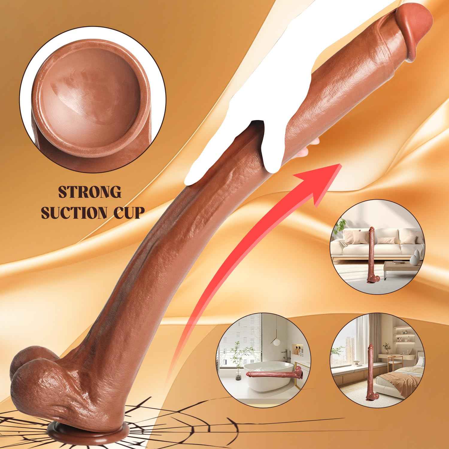 22.64 Inch Super Long Huge Giant Dildos for Deepest Sex,Realistic Big Thick Anal Dildo with Small Glans,Soft Flexible Strap on Dildo with Strong Suction Cup Large Dildo Sex Toy for Women Men Gay