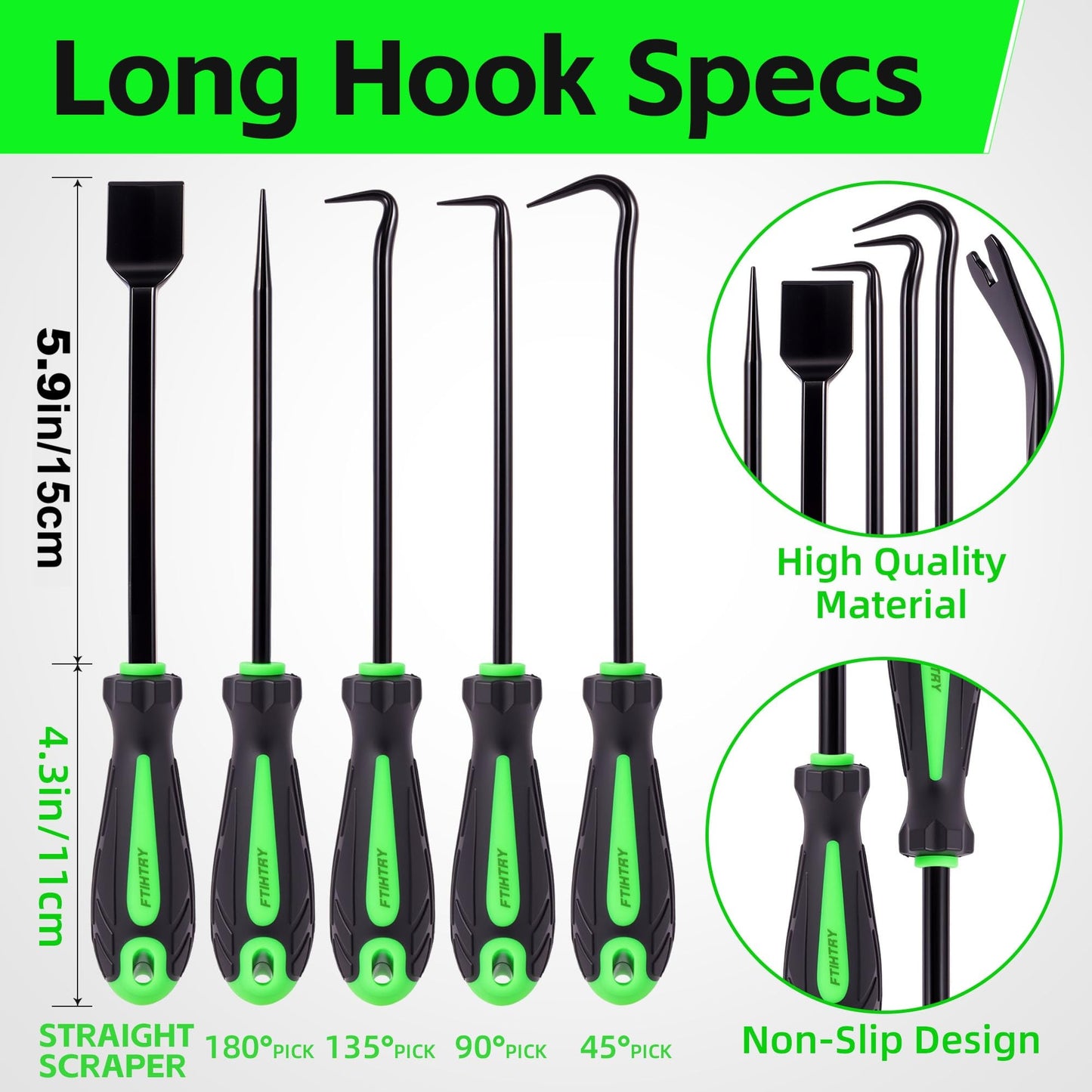 FTIHTRY 12-Piece Pick and Hook Tools Set, Pick Tool Set Car Auto Oil Seal/O-Ring Seal Gasket Pick Hooks Puller Remove, Long and Mini Pick Tool Set