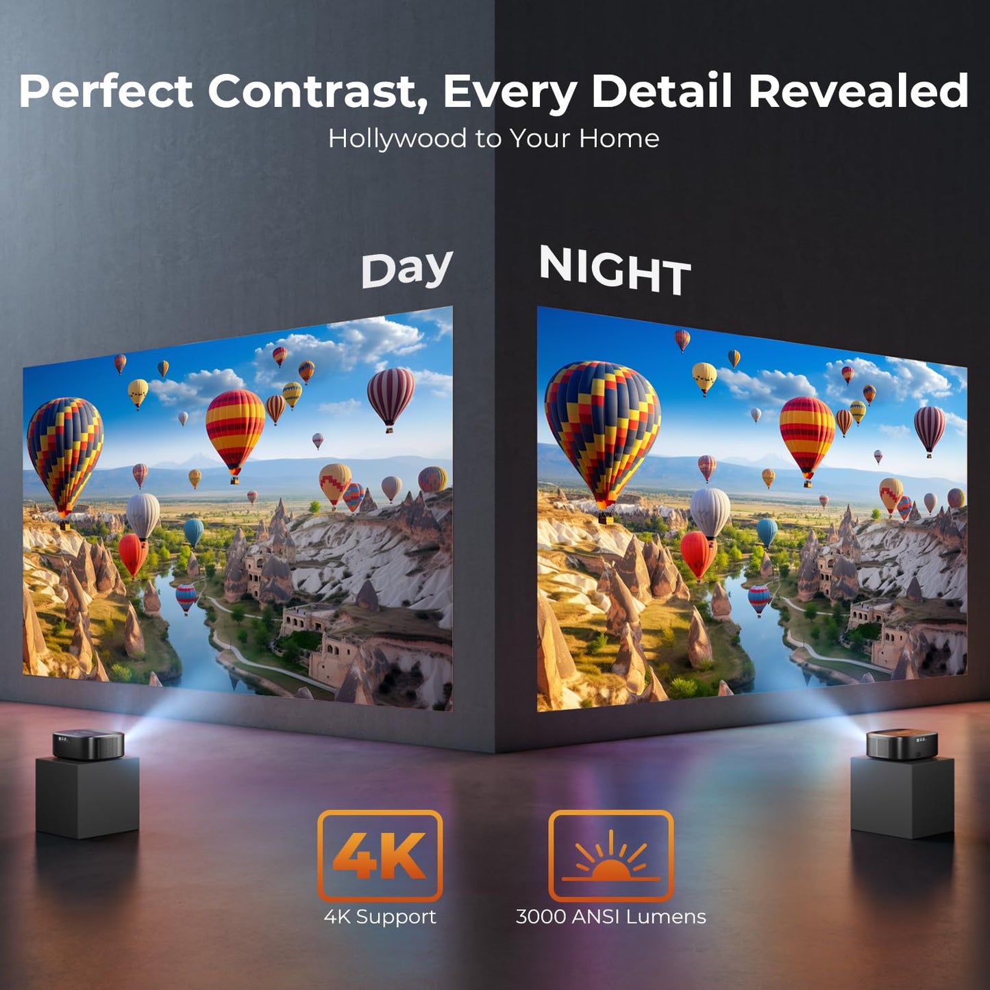 4K Projector with Wifi and Bluetooth, ELEPHAS Outdoor Movie Projector Compatible with NETFLIX/Prime Video/YouTube, 100,000+ Apps Supported, Smart Video Projector for HDMI/USB/iOS/Android/Windows