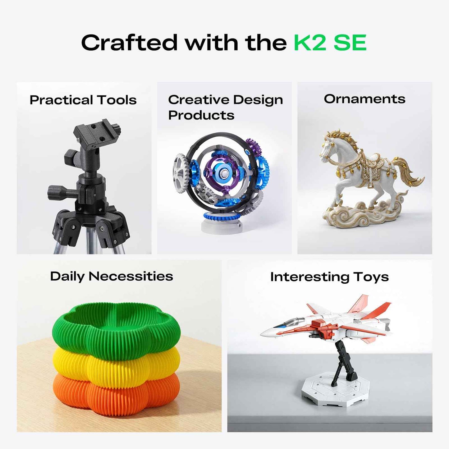 Creality K2 SE 3D Printer, 500mm/s High-Speed Printing, Support Multi Color 3D Printing Needs CFS, Solid Metal Build, Auto Leveling