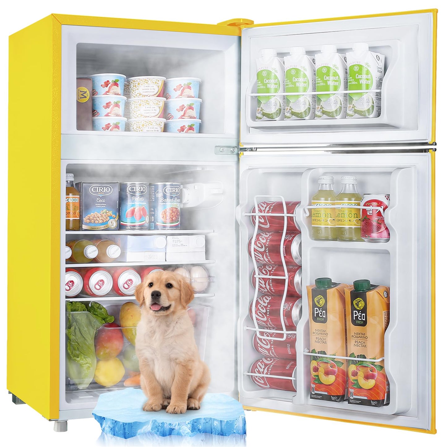 WANAI 3.5 Cu.Ft Mini Fridge With Freezer Compact Refrigerator with Freezer,7 Level Adjustable Thermostat Removable Shelves Small Refrigerator for Office Dorm Apartment