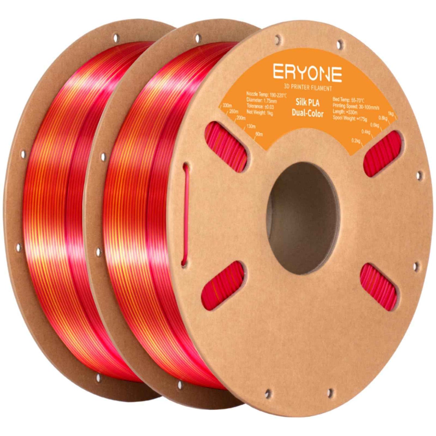 ERYONE Silk Color PLA Filament 3D Printer 1.75mm +/- 0.03mm, Filament PLA Cardboard Spool