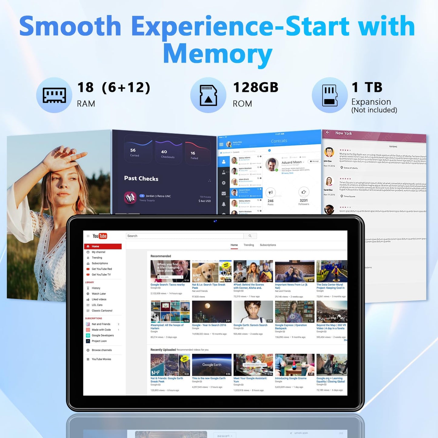 Aobante 10 Inch Tablet, Android 15 Tablets with 18GB RAM+128GB ROM(Expand to 1TB), Octa Core 1280 * 800 IPS HD Display, 6000mAh Battery, Dual 5MP+8MP Camera, 5G/2.4G WiFi