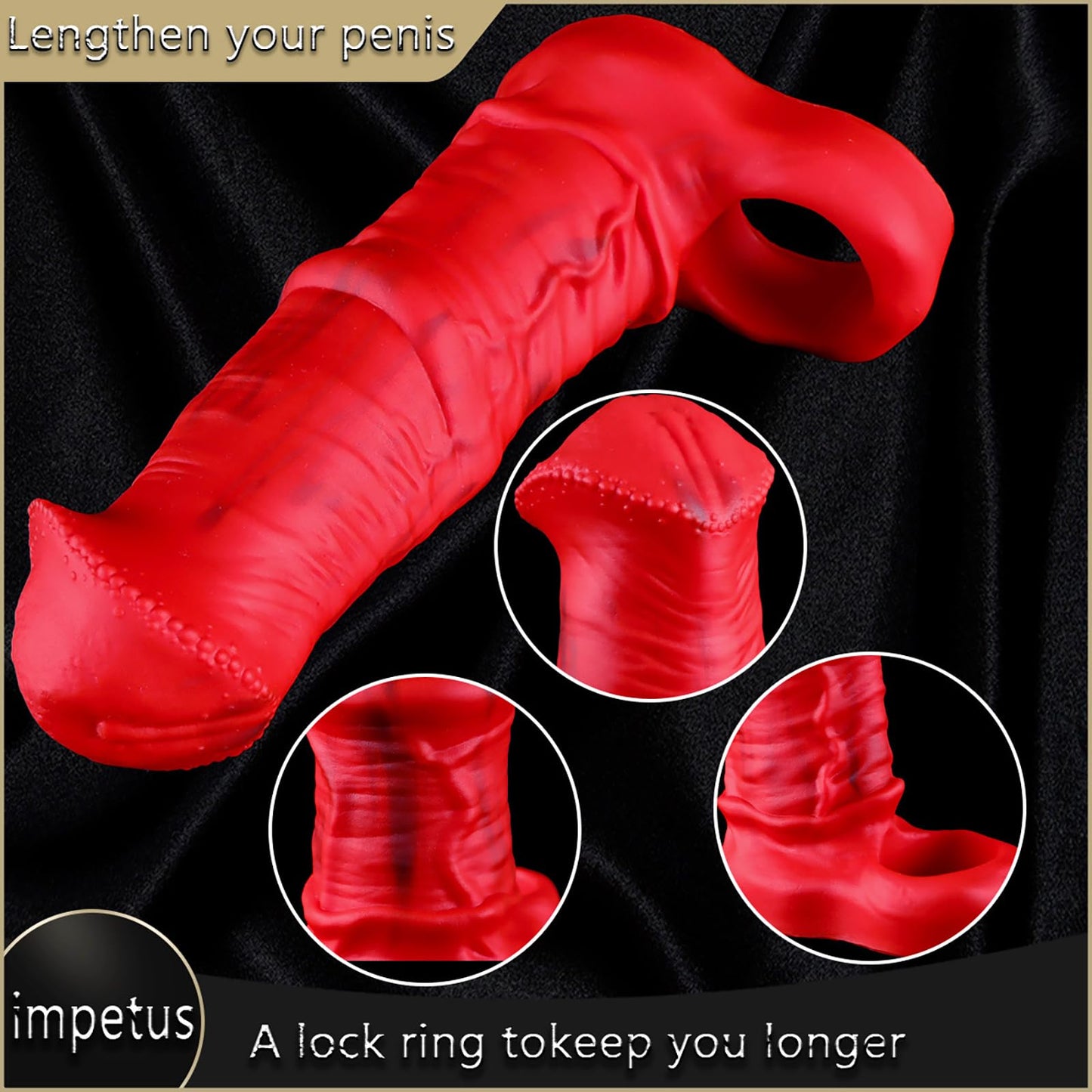 Realistic Horse Penis Sleeve Monster Penis Sleeve Extender 3 Sizes Silicone Reusable Horse Dildo Men Penis Sleeves Extender,Realistic Dildo Penis Sleeve, Adult Male Sex Toys for Men Couple