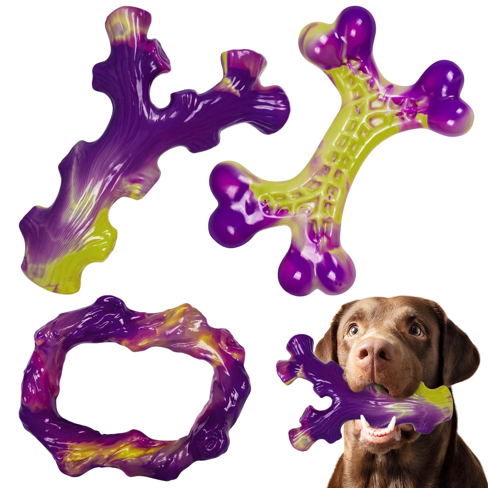Frienhund Tough Dog Toys for Aggressive Chewers 3 Pack, Chew Toys for Large Dogs, Indestructible Dog Toy for Aggressive Chewers Large Breed, Dog Toys to Keep Them Busy