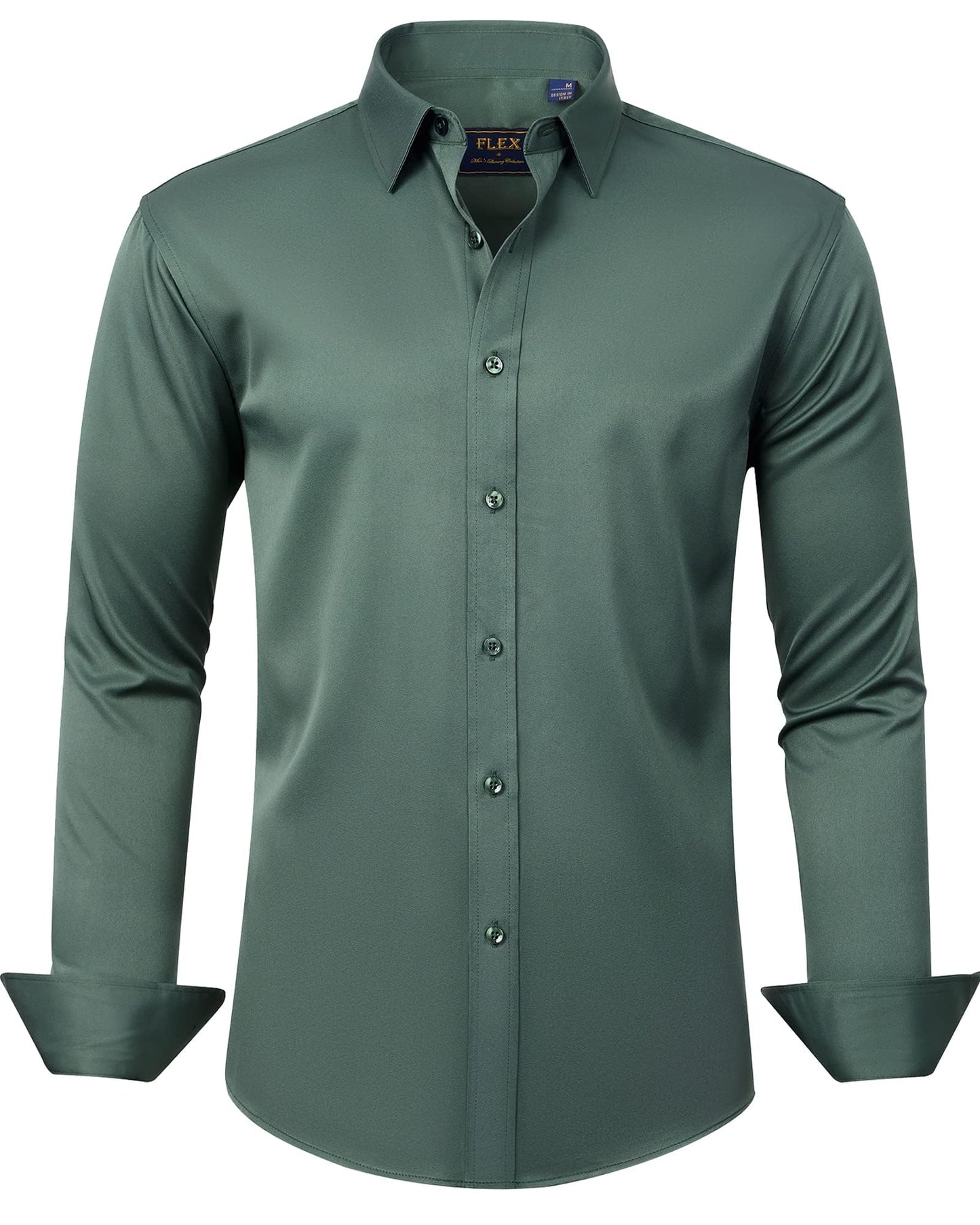 J.VER Men's Dress Shirts Solid Long Sleeve Stretch Wrinkle-Free Formal Shirt Business Casual Button Down Shirts