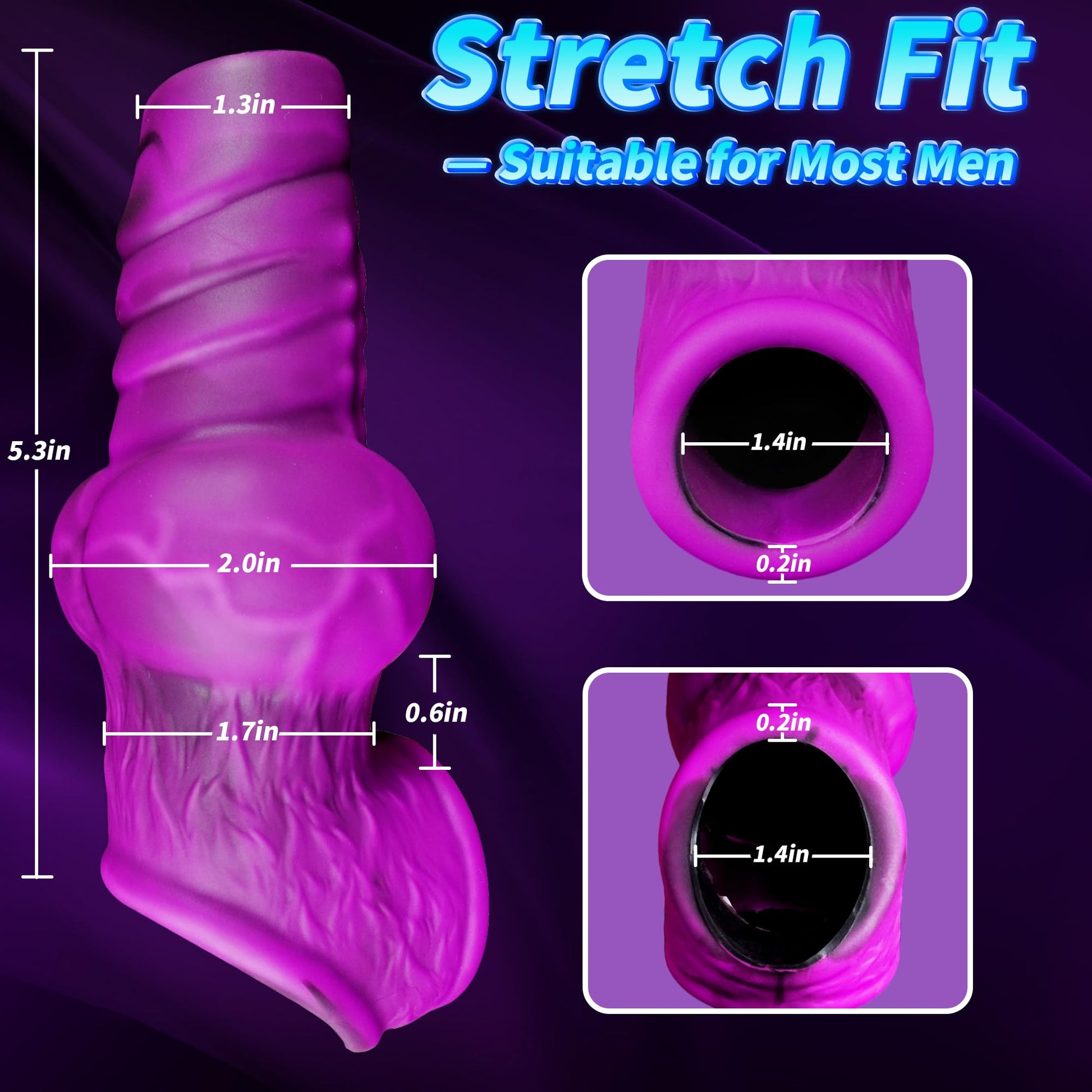 Cock Sleeve Penis Extender Sheath with Cock Ring, Fantasy Knot Penis Sleeve to Enlarge and Prolong, Soft Silicone Wearable Girth Dick Sheaths, Reusable Dragon Enlargers Sex Toys for Men Couples