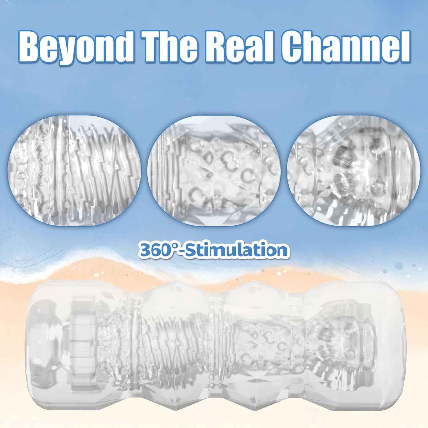 Male Masturbator Sex Toys - Transparent Pocket Pussy Stroker, TPE Male Masturbation Sleeve with 3D Textured, Penis Training Blowjob Sex Toy for Men with Storage Box