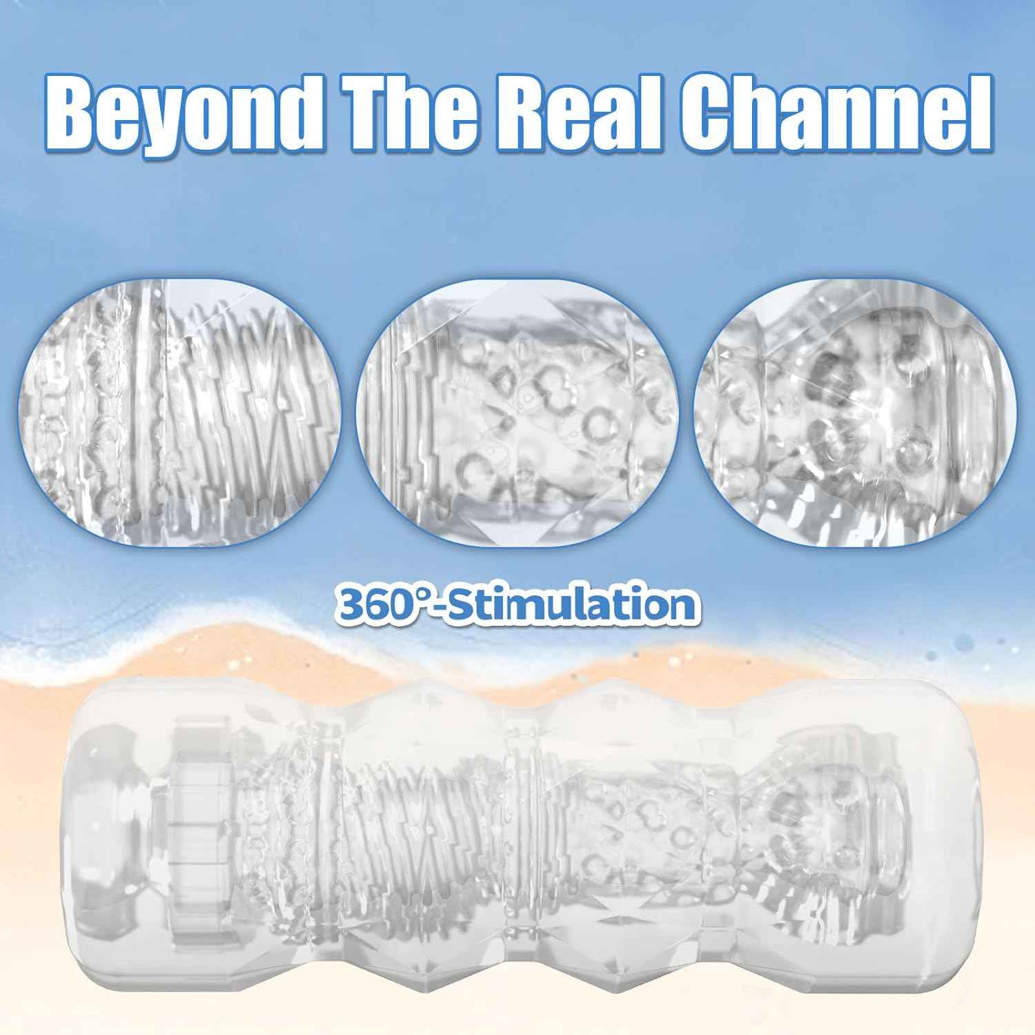 Male Masturbator Sex Toys - Transparent Pocket Pussy Stroker, TPE Male Masturbation Sleeve with 3D Textured, Penis Training Blowjob Sex Toy for Men with Storage Box