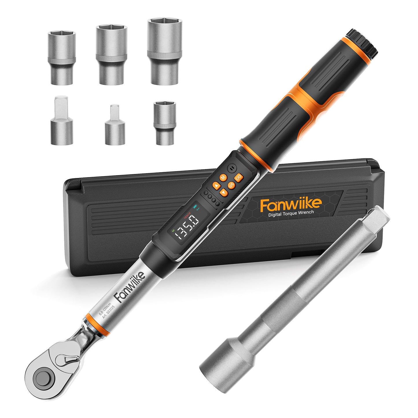 Fanwiike Digital Torque Wrench, Inch Pound Torque Wrench Electronic with Buzzer & LCD Indicator, Electric Torque Wrench Set for Cars Automotive Motorcyce