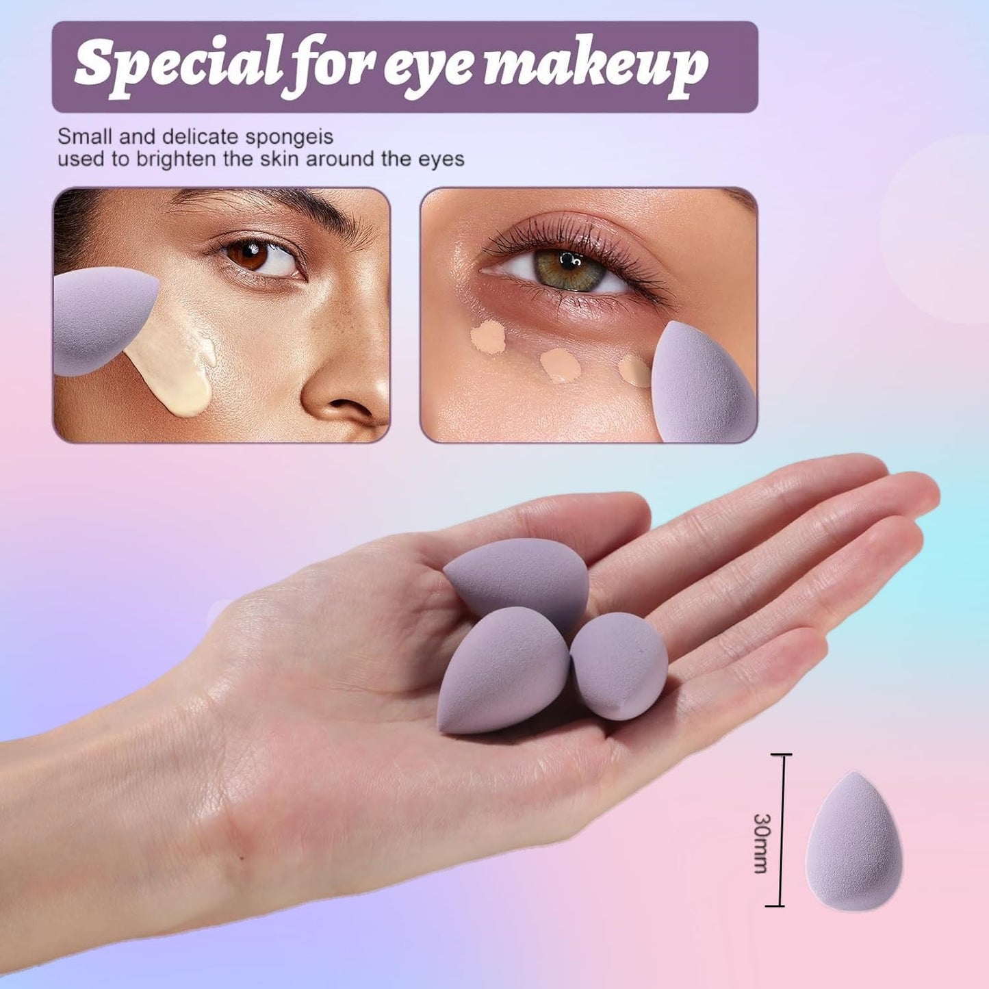 Makeup Sponge Set BS-MALLTriangle Puff 14 Pcs for Liquid, Cream, and Powder, Multi-colored Makeup Sponges and Mini Makeup Sponge