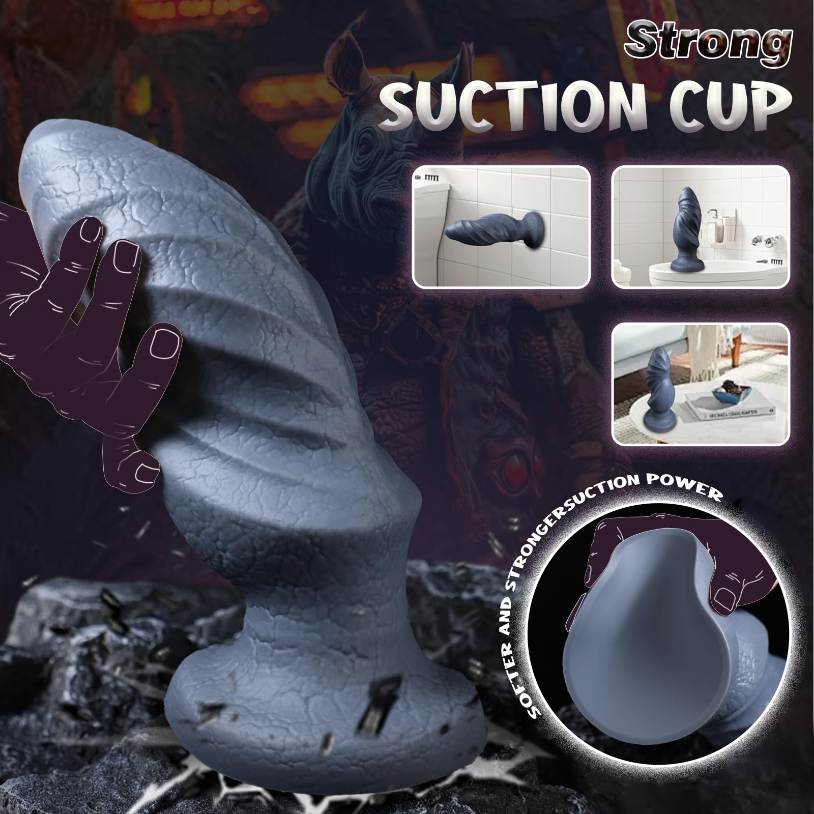 11 Inch Silicone Fantasy Dildo Huge Anal Plug with Big Knot, 3.4" Diameter Huge Thick Anal Dildo Massive Butt Plugs Sex Toys for G spot & P Spot Stimulation, Monster Animal Dildo for Women Men Gay