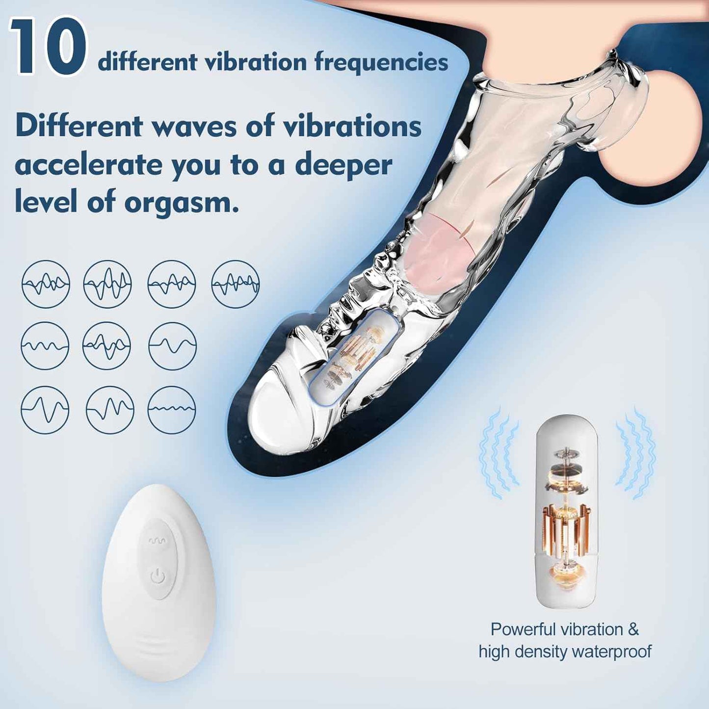 Penis Sleeve Reusable and Cock Sleeve Vibrator Set - 9 inch Multifunctional Cock Sleeve Penis Enlarger, 3 Styles10 Vibration Modes Delay Ejaculation Enhance Erection Penis Extender Sex Toy for Couples