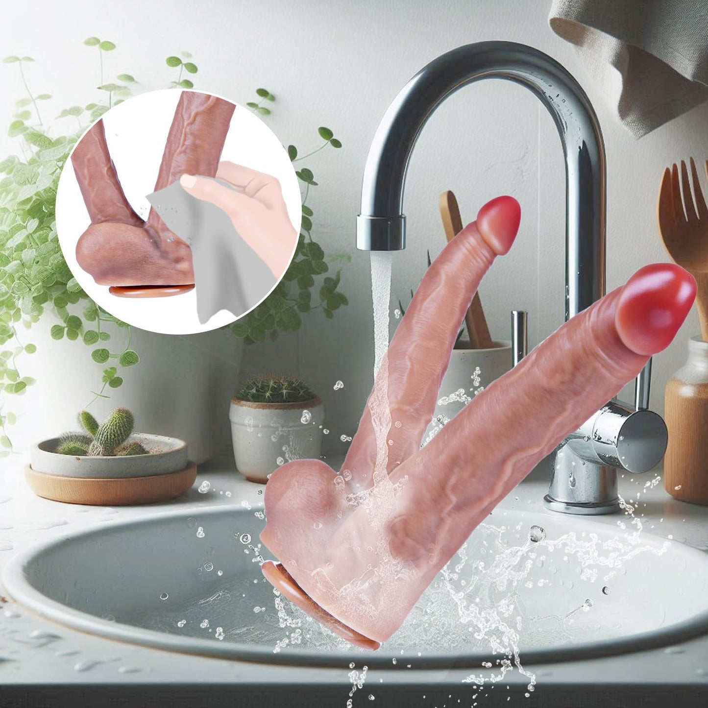 10.2 Inch Huge Double End Dildo, Vaginal Anal Large Double Head Thick Realistic Dildo