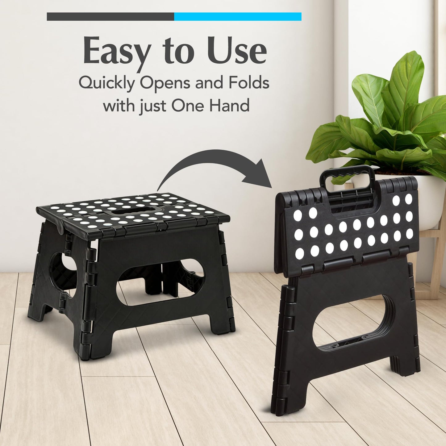 Handy Laundry Folding Lightweight Step Stool - Sturdy Enough to Support Adults and Safe Enough for Kids - Opens Easy with One Flip - Great for Kitchen, Bathroom or Bedroom