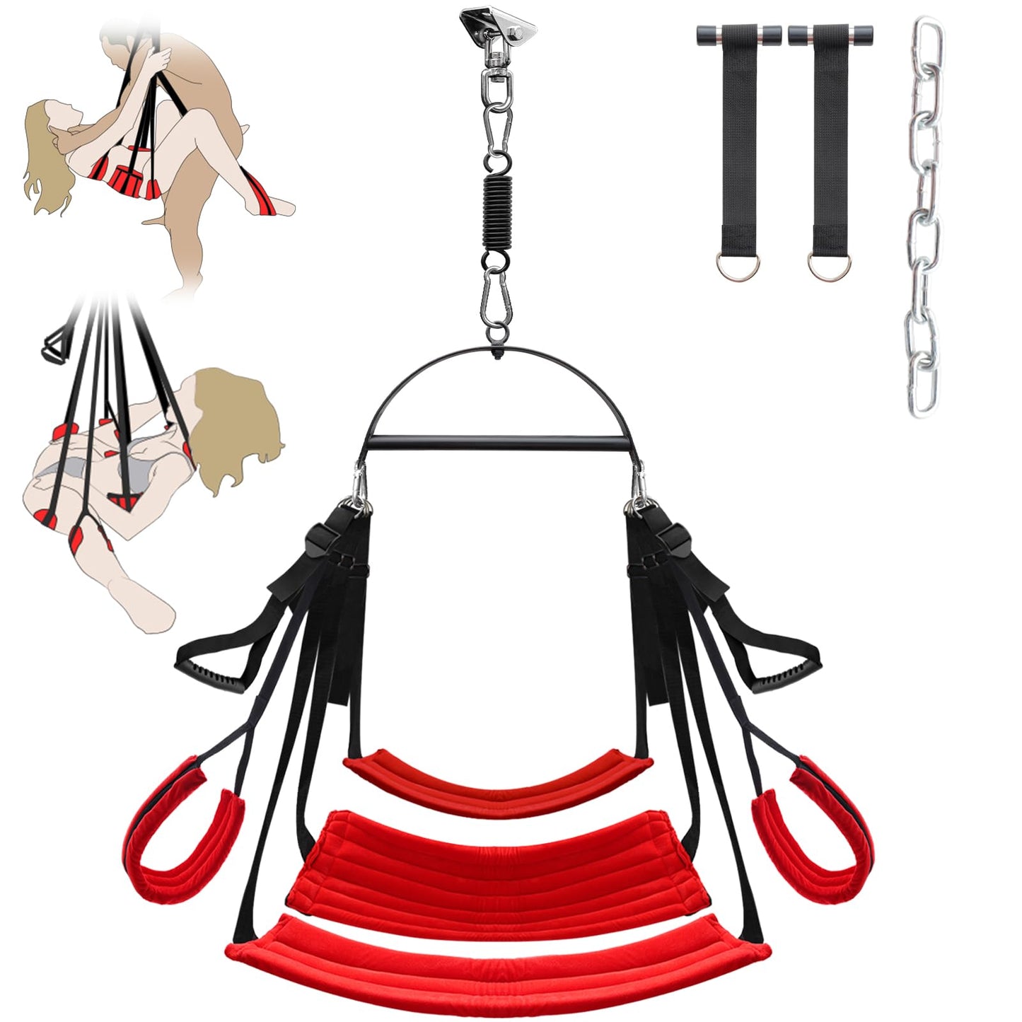 Adult Sex Swing for Couples 360° Spinning – 2-in-1 BDSM Bondage Kit with Premium Stand, Thick Padded Straps & Adjustable Restraints, Erotic Leather Swing Toy