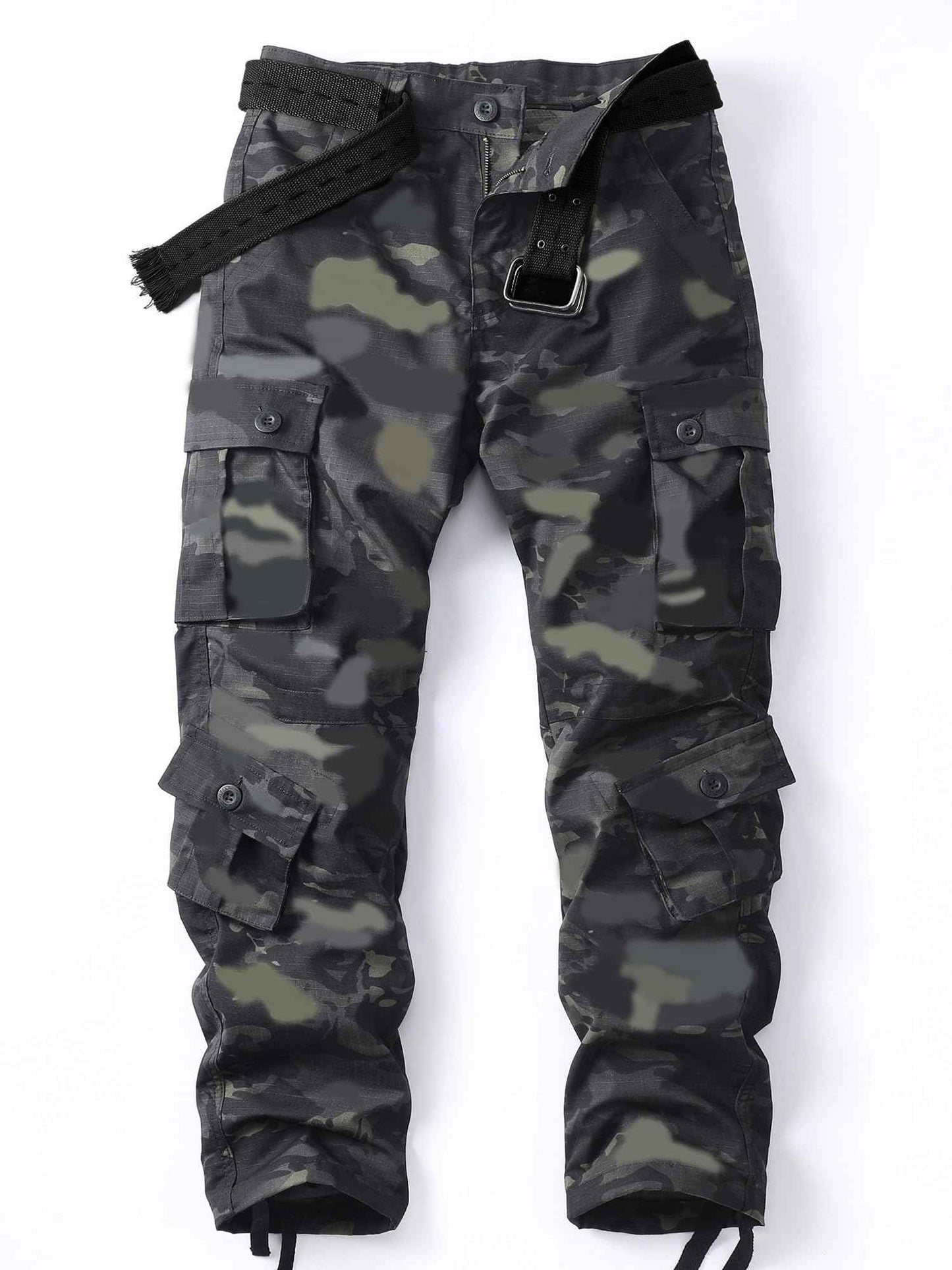 AKHIKING Men's Camo Cargo Work Pants Cotton Tactical Ripstop Casual Combat Pants with 8 Pockets