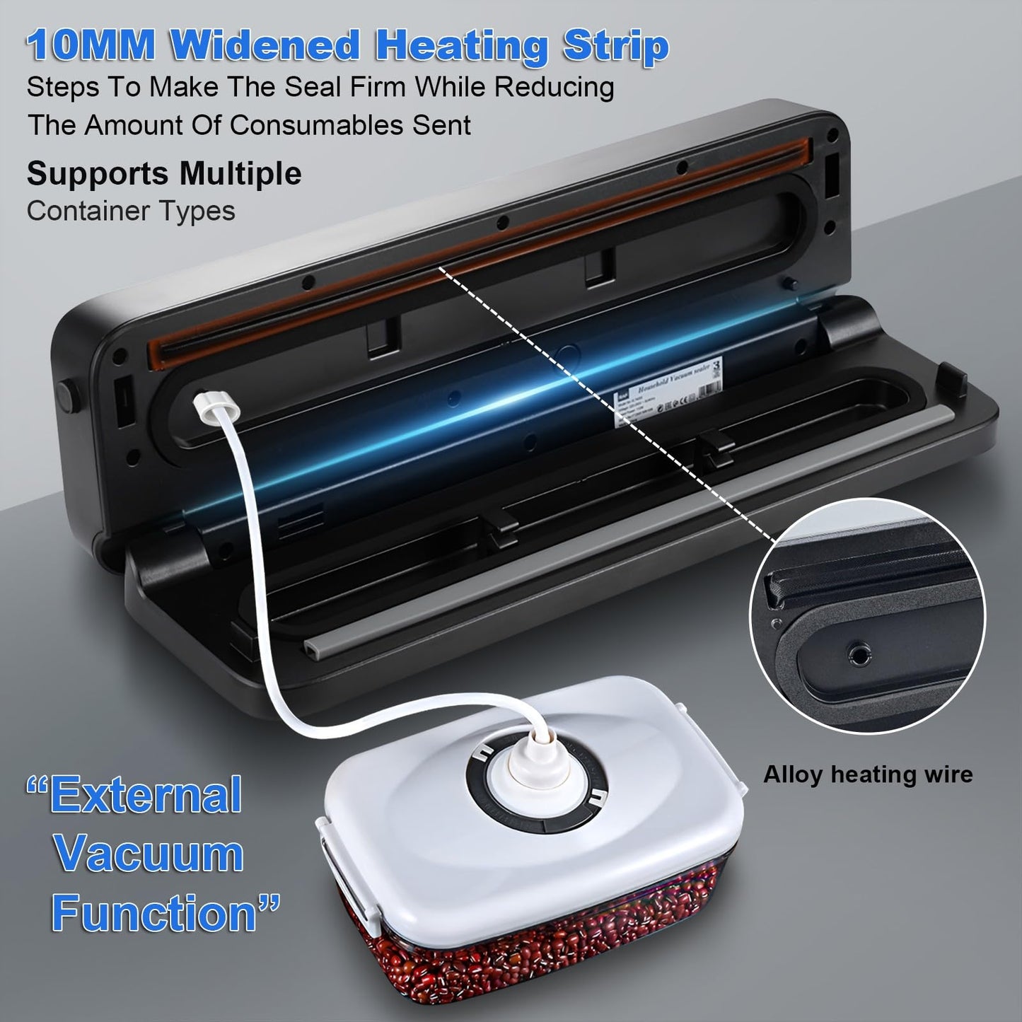 High-power Automatic Food Vacuum Sealer,household vacuum sealer,food sealer,Digital Timer, Compact Design,with 10 Bags