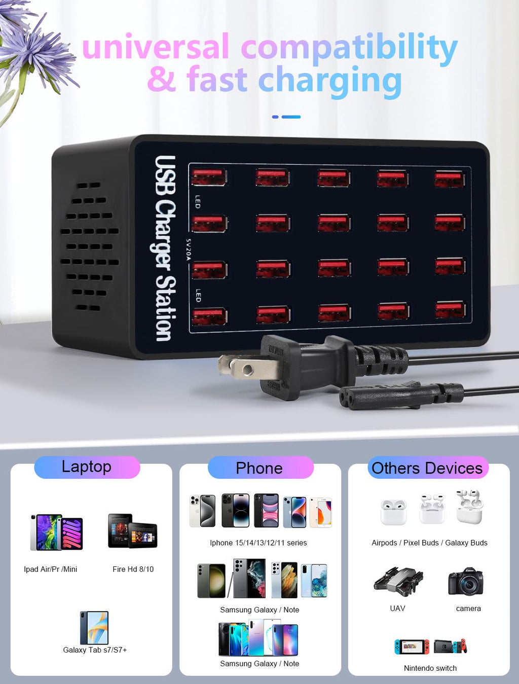 Charging Station A5+ 100W20Port USB Charging Station