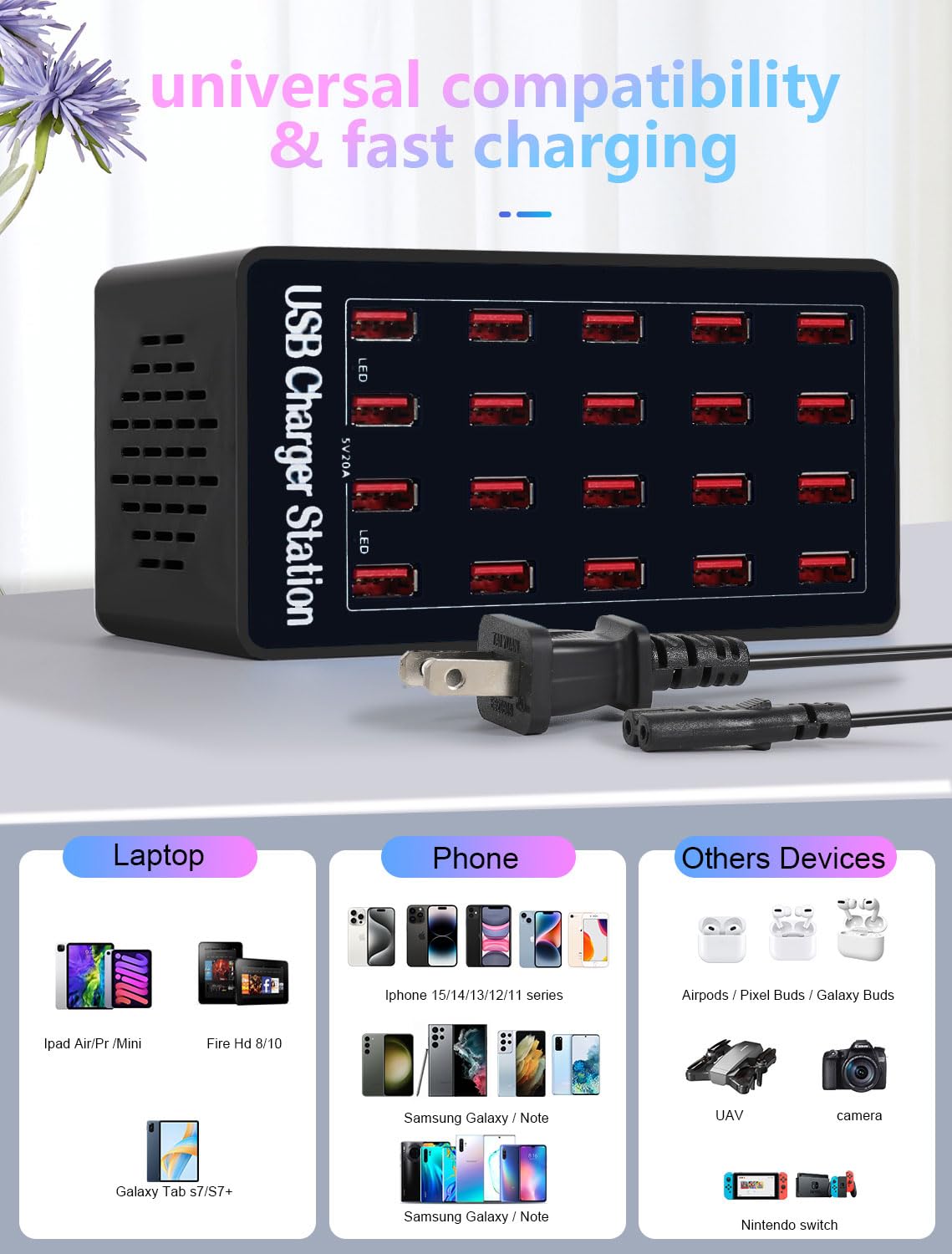 Charging Station A5+ 100W20Port USB Charging Station