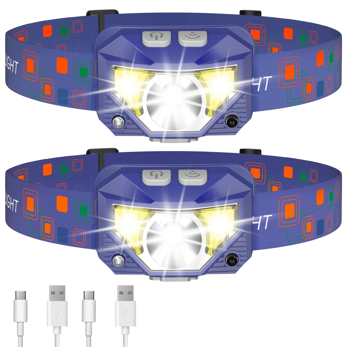 LHKNL Headlamp Flashlight, 1200 Lumen Ultra-Light Bright LED Rechargeable Headlight with White Red Light, Waterproof Motion Sensor Head Lamp, 8 Modes for Outdoor Camping Running Cycling Fishing