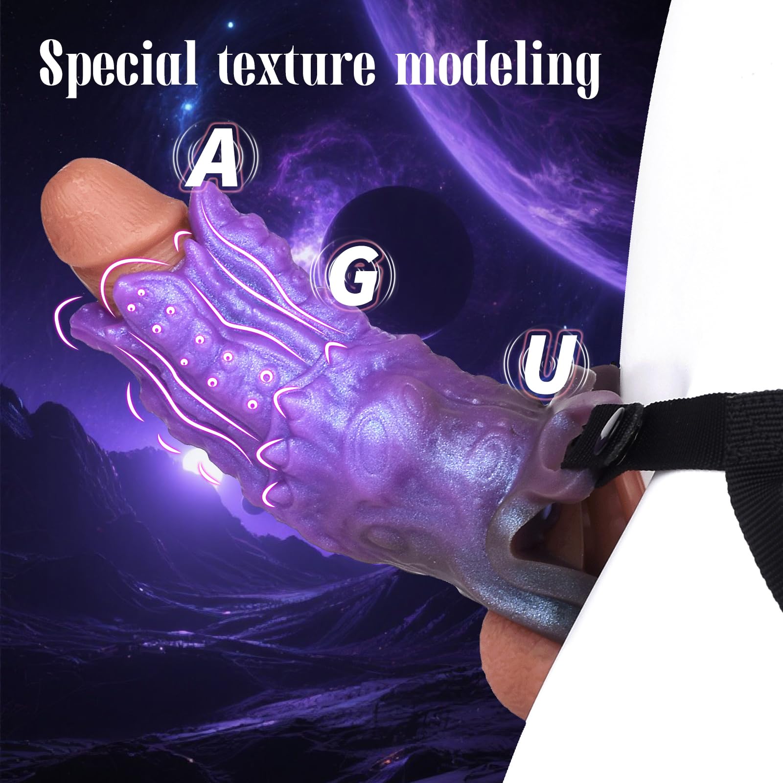 Monster Penis Sleeve Penis Extender, Fantasy Cock Sleeve with Cock Ring, Dick Extender Delay Ejaculation Male Erection Ring, Strap on Dildo Adult Sex Toy for Male Couples